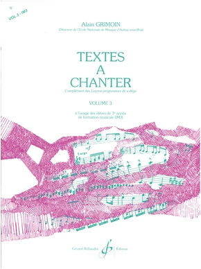 Textes à chanter. Volume 3